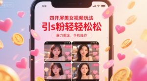 四开屏美女视频玩法，引s粉轻轻松松，暴力掘金，手机操作【揭秘】-风淘社