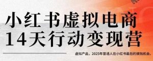 小红书虚拟电商14天变现训练营,虚拟产品,2025年普通人在小红书最后的搞钱机会-风淘社