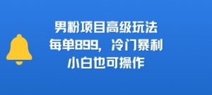 男粉项目高级玩法,每单899,冷门暴利,小白也可操作-风淘社