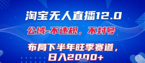 淘宝无人直播12.0,不封号,不违规,布局下半年旺季赛道,日入1k+(独家技术)【揭秘】-风淘社