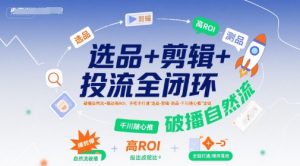 选品+剪辑+投流全闭环,破播自然流+撬动高ROI,手把手打通“选品-剪辑-测品-千川随心推”全链-风淘社