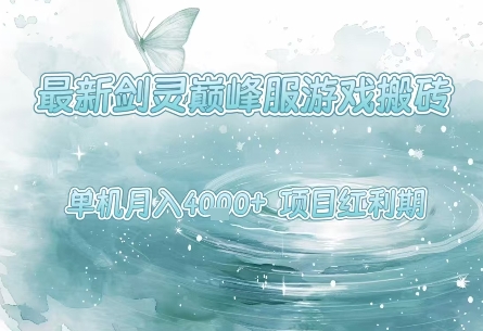 最新剑灵巅峰服游戏搬砖，项目红利期，单机稳定月入4k+操作简单好上手【揭秘】-风淘社