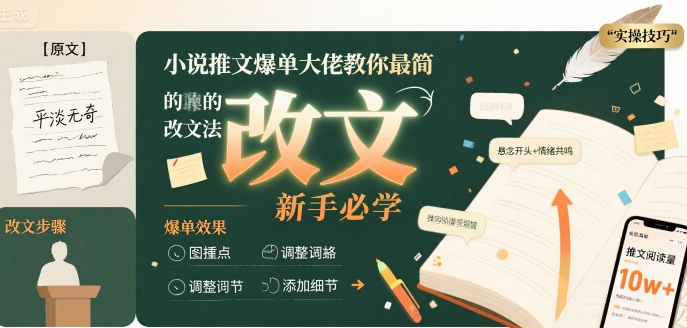 小说推文爆单大佬教你最简单的改文方法实操课,新手必学-风淘社