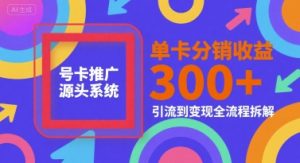 号卡推广源头系统，单卡分销收益3张+，引流到变现全流程拆解【揭秘】-风淘社