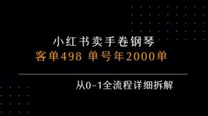 小红书私域卖手卷钢琴,客单498,单号年销2000单,从0-1全流程详细拆解-风淘社