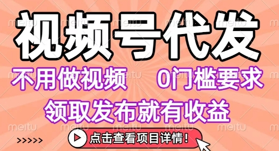 视频号代发,不用剪辑不用做视频,0门槛要求,领取发布就有收益,任务没有无上限,小白轻松上手【揭秘】-风淘社