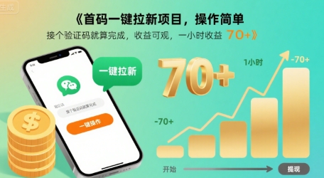 首码一键拉新项目,操作简单,接个验证码就算完成,收益可观, 一小时收益70+【揭秘】-风淘社