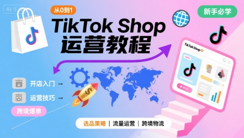 TikTok Shop从0到1运营教程,TikTok跨境电商新手必学课程-风淘社