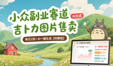 小众副业赛道 吉卜力图片售卖 单日2张+ AI一键生成【附教程】-风淘社