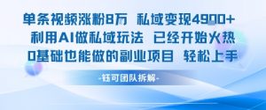 单条视频私域变现4.9k+利用AI做私域玩法 已经开始火热0基础也能做的副业项目轻松上手-风淘社