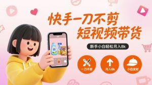 快手一刀不剪短视频带货,新手小白轻松月入8k-风淘社