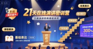 21天在线演讲密训营,王牌演讲招商课程系统-风淘社