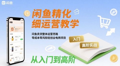 闲鱼精细化运营入门+高阶实战教学,闲鱼卖货整体运营思路,零成本零风险轻创业电商项目-风淘社