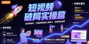 短视频破局实操营,业余到高手,打造短视频核心竞争力,实现商业闭环-风淘社