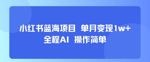 小红书蓝海项目 单月变现1w+ 全程AI 操作简单-风淘社