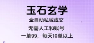 玉石玄学全自动私域成交，一单99每天十单以上，无需人工和矩阵账号，蓝海项目直接干【揭秘】-风淘社