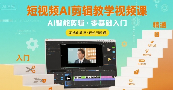 短视频AI剪辑教学视频课，入门到精通-风淘社