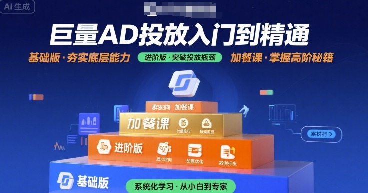 巨量AD投放入门到精通,基础版+进阶版+加餐课-风淘社