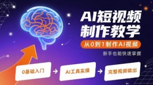 AI短视频制作教学,从0到1制作AI视频-风淘社
