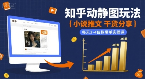 小说推文干货分享之知乎动静图玩法，每天3-4位数爆单实操课-风淘社