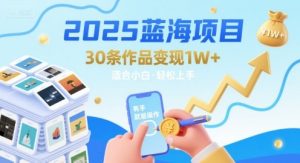 2025蓝海项目30条作品 变现1w+ 有手就能操作适合小白做-风淘社