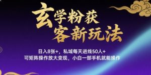 玄学粉获客新玩法日入8张+， 私域每天进线50人+，可矩阵操作放大变现，小白一部手机就能操作-风淘社