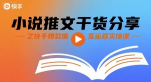 小说推文干货分享之快手爆款借鉴运营实操课-风淘社