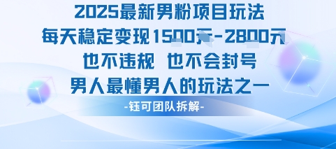 2025最新男粉项目玩法每天变现1k+也不违规也不会封号男人最懂男人的玩法-风淘社