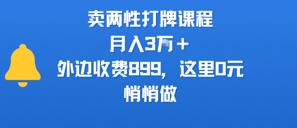 卖两性打牌课程,月入3W+外边收费899的课程,这里0元,悄悄做-风淘社