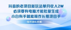 老项目新玩法单月收入2W小白有手就能操作长期项目-风淘社