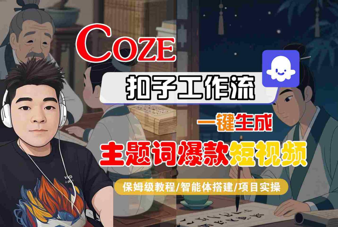 COZE扣子工作流一键生成主题词爆款短视频,保姆级教程-智能体搭建-项目实操-风淘社