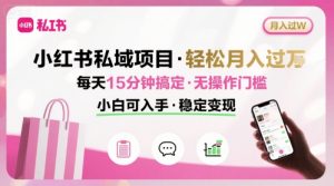 小红书私域项目 月入过W非常轻松 每天15分钟即可搞定,无任何操作门槛,小白可入手-风淘社