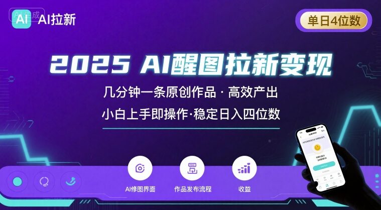 2025最强AI醒图拉新,几分钟一条原创作品,单日收入4位数,小白也能上手操作-风淘社