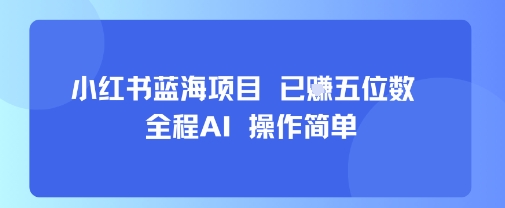 小红书蓝海项目，全程AI，操作简单，已挣五位数-风淘社