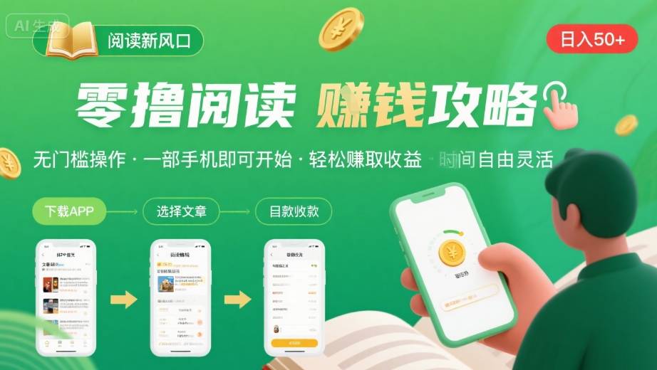 零撸阅读新风口,无门槛轻松挣,一部手机,日入 50-3张【揭秘】-风淘社