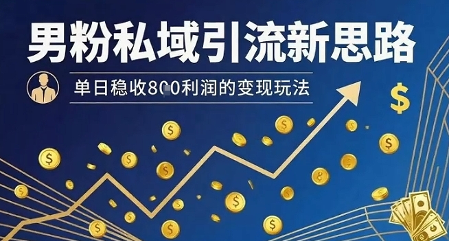 男粉私域引流新思路，单日稳收8张利润的变现玩法-风淘社