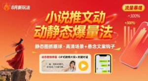 8月小说推文全新玩法，动静态图片+搭配小说文案爆量玩法-风淘社