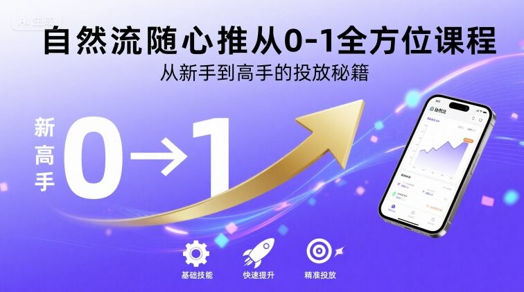 自然流随心推从0-1全方位课程,从新手到高手的投放秘籍-风淘社