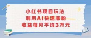 小红书商单项目新玩法，利用AI快速涨粉收益每月平均3W-风淘社