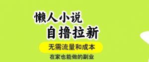 懒人小说自撸拉新，无需流量，一个账号一条作品就可以打爆收益，在家也能轻松做的副业【揭秘】-风淘社