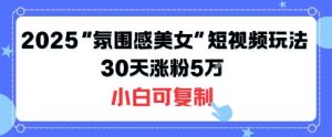 不露脸也能火！2025“氛围感美女”短视频玩法，30天涨粉5W小白可复制-风淘社