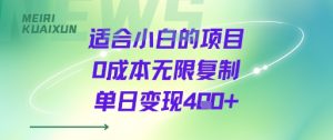 适合小白的项目0成本无限复制单日变现4张+-风淘社