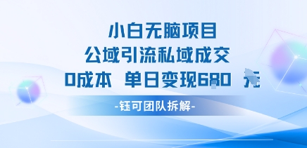 小白无脑项目公域引流私域成交0成本单日变现680米-风淘社