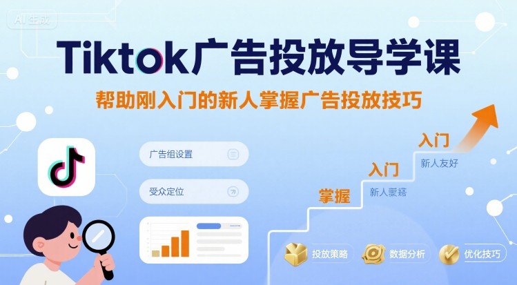 Tiktok广告投放导学课,帮助刚入门的新人掌握广告投放技巧-风淘社
