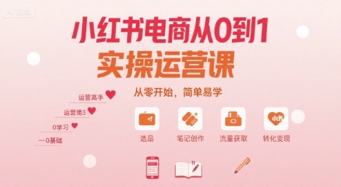 小红书电商从0到1实操运营课,从零开始,简单易学-风淘社