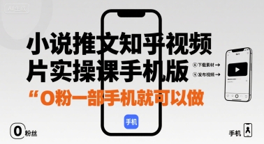 小说推文知乎视频图片实操课手机版,0粉一部手机就可以做-风淘社