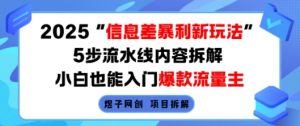 2025信息差暴利新玩法，5步流水线内容拆解，小白也能入门爆款流量主-风淘社