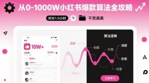 从0-1000W小红书爆款算法全攻略，时长1.5小时，干货满满-风淘社