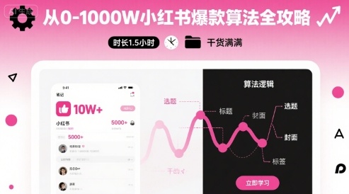 从0-1000W小红书爆款算法全攻略，时长1.5小时，干货满满-风淘社