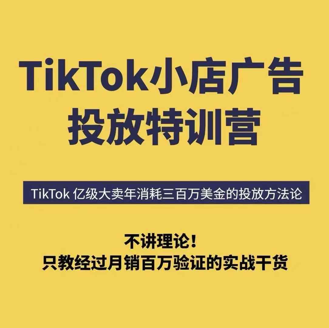 TikTok小店广告投放特训营，6天破局计划专治各种“投不动”，教你经过月销百万验证的实战干货-风淘社